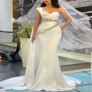 Elegant Ivory Evening Dresses One Shoulder Sleeveless Long Mermaid Floor Length Special Occasion Prom Party Women Gowns Custome