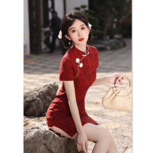 Fashion and Young Girls’ Cotton Daily Short Cheongsam Qi Pao Spring Summer Retro National Style Chinese Sexy
