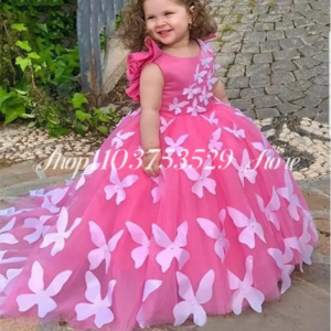 Children Birthday Dresses Satin Prom Dresses Wedding Flower Girl Dresses Customised Cute Princess Kids Dresses robe de soirée