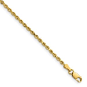 14K 20 inch 2mm Diamondcut Rope with Lobster Clasp Chain
