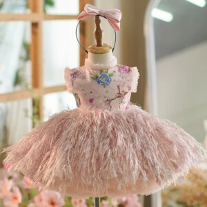High-grade Girls Dress Fluffy Princess Dress Birthday Party Children Clothes embroidery Ball Gown sequin Sweet Evening Dresses