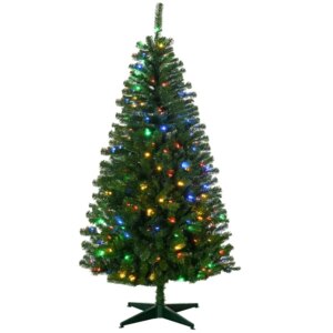 HOMCOM 6ft Tall Prelit Artificial Christmas Tree Holiday Dr with 584 Branches 212 Warm White or Colorful LED Lights Auto Open