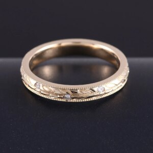 Provence Minimalist Wedding ring Solid Gold DEF/VS Lab Diamonds flower ring milgrain Engagement for Women Personalized Custom