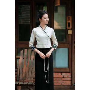 New Yunnan Xishuangbanna Clothing Top Coat Day+Skirt Set Embroidered Art Classical Style Hanfu Comfortable and Breathable