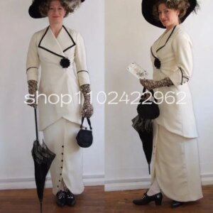 Customized Victorian Edwardian mother of the bride dresses Suffragette Downton Titanic Rose Style Costume White Ball Gown
