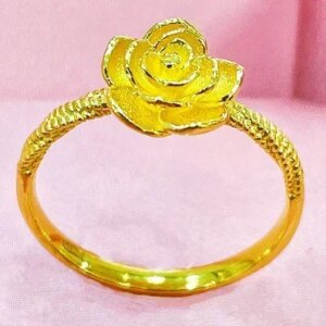 24k pure gold rose rings 999 real gold finger rings for women wedding rings
