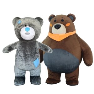 Dumb Bear Patch Bear Plush Inflatable Mascot Costume Cartoon Animal Character Cosplay Adult Performance Party Inflatable Costume