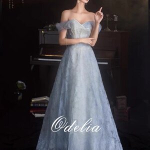 Elegant Blue Strapless Celebrity Dresses Off The Shoulder Applique Beading Backless A Line Senior Exquisite Party Evening Gowns