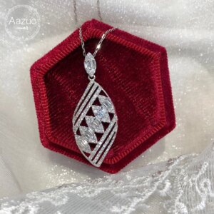 Aazuo 18K White Gold Real Diamonds Fairy Horse Eye Necklace With Chain Gifted For Women&Man Senior Banquet Wedding Party Au750