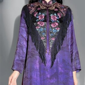New Chinese style Heavy industry full embroidered temperament standing collar hand tassel classic everything shoulder cape