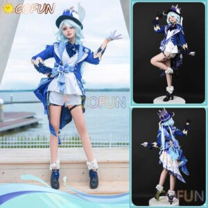 COFUN Focalors Cosplay Genshin Impact Costume Daily Clothes Carnival Uniform Wig Party Role Play Masquerade Game Water God