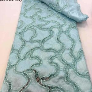 Green Fashion French Mesh 3D Flowers Embroidery Beadeds Lace Fabric With Sequins African Nigerian Fabric For Wedding Dress