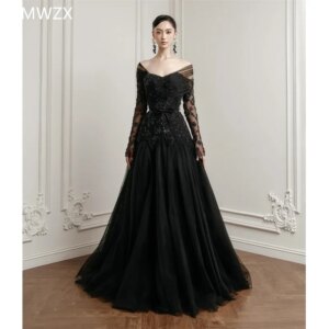 Customized Evening Dress Formal Party Occasion YPMWZX Off-the-shoulder Ball Floor Length Skirts Fold Draped Applique Bespoke Occ