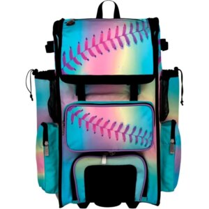 Boombah Rolling Superpack Baseball/Softball Gear Bag – 23-1/2″ x 13-1/2″ x 9-1/2″ – Telescopic Handle – Holds 4 Bats