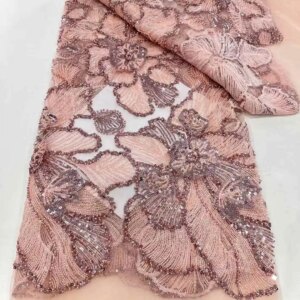 African French Beaded Lace Fabric For Wedding Dresses Luxury Handmade Crystal Beads High Quality Bridal African Sequined Party