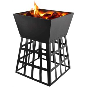 Firepit Patio Outdoor Heater Round Steel Smokeless Camping Brazier Bonfire Fire Bowl Basket BBQ Grill Fire Pit