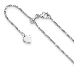 Sterling Silver RHplated Adjustable 1.2mm Popcorn Chain
