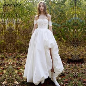 Modern Boat Neck off Shoulder Puff A-line Irregular hem Wedding Dresses For Women 2025 Sweep Train Bride Gowns vestidos de novia