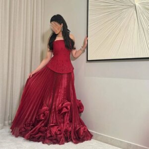 ROYET Pleat Strapless Spaghetti Strap Sleeveless Simple Classic Evening Dress For Woman A Line Floor Length Prom Gown Customized