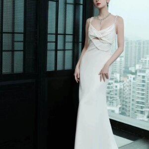 Customized Sexy Jersey Mermaid Pearls Beading Evening Dresses Temperament Sleeveless Celebrity Gowns Custom Made Prom