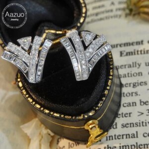 Aazuo Fashion Jewelry 18K Solid White Gold Real Diamonds 0.68ct Fairy V Shape Stud Earrings Gifted For Women Wedding Party Au750