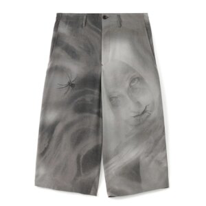 YOJI OOAK Uchida Suzume Uchida Sparrow Printed Spider Women’s Five Part Pants Grey Casual Shorts