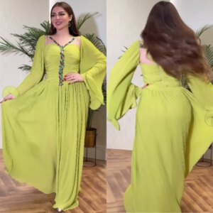 Customized Chiffon Beading Prom A-line Square Neck Bespoke Occasion Gown Long Dresses