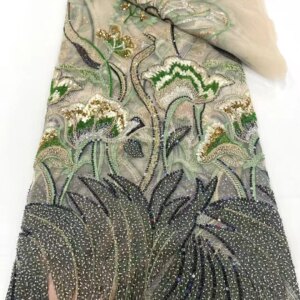 2024 Nigerian Orange Embroidery Mesh Lace High Quality French Net Sequins Tulle African Lace Fabric for Luxury Wedding Party XC