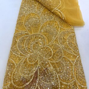 New High-End Luxury French Embroidery Heavy Groom Lace Fabric African Nigerian With Sequins Fabric For Wedding