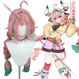 Game GENSHIN IMPACT Varesa Cosplay Wig 100CM Gradient Double Ponytail Lace Wig For Women Anime Party Role-playing Wig