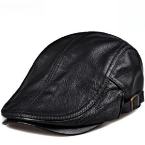 Sheepskin beret thin cap men’s old man forward hat thermal leather