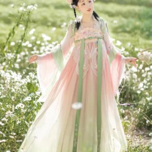 Women’s Hanfu “Flower Language” – Chest-High Chinese Elements – Spring Summer Daily Wear Ethereal Fairy Style Costume