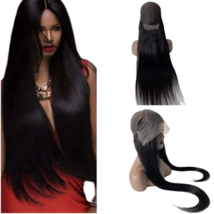 200% Density Chinese Human Virgin Hair Natural Black 13×4 HD Swiss Lace Frontal Wigs 24 Inches