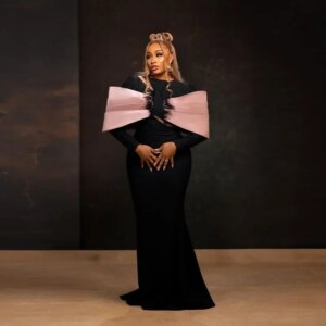 Long Sleeves Robe De Soiree Floor Length Black And Pink Mermaid Evening Gowns Formal Party Dresses