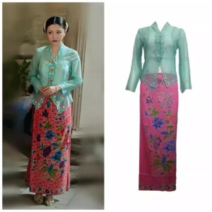 Southeast Asian countries Ethnic Nyonya Clothes Embroidery Lace Perspective Appreal Spring Summer Blouse Top + Skirt Suits