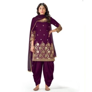 Traditional Wear Salwar Kameez Patiyala Dress Women’s Stitched Purple Color Suit