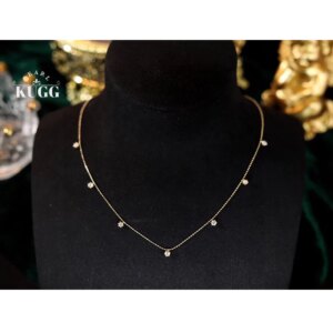KUGG 100% 18K Yellow Gold Necklace Shiny 0.60carat Real Natural Diamond Necklace for Women Romantic Star Design Wedding Jewelry