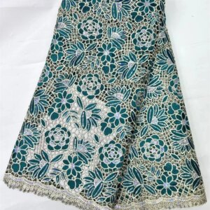 Green African Water Soluble Fabric 5Yards 2024 High Quality French Nigerian Guipure Cord Lace For Women Dress Wedding Party