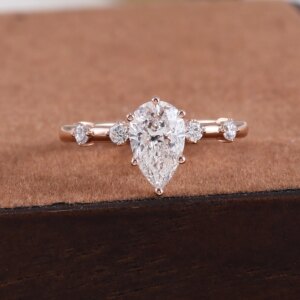 Provence custom 10K 14K 18K rose gold 1 Carat E color VS1 Lab diamond Ring Water drop Cut wedding Engagement Ring for women