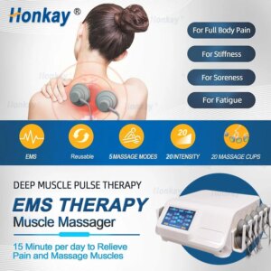EMS Electric Muscle Stimulator 20 Vacuum Ems Massage Cup Body Massager Relieve Muscle Soreness Pain Deep Tissue Relax