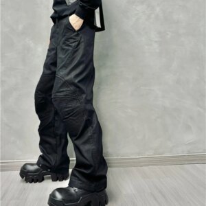 Dark Retro Stitching Batik Fashion Casual Trousers Waxed Overalls Men