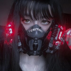Animation Exhibition Cyber Cos For Games Mechanical Function Cosplay Masks Dress Up Bar Light Punk Mask Add Lights Cosplay