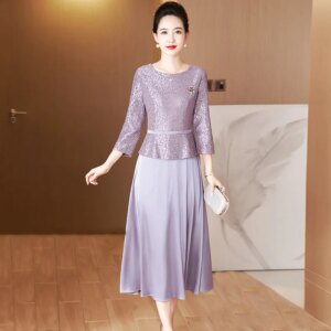 Light Purple Mother Of The Bride Dresses Elegant A-Line Tea-Length Women Formal Gowns For Wedding Party