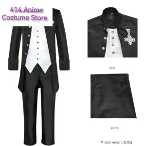 Anime Skull Ghost Cosplay  Costume Band Cross Brooch Costume Halloween Black Tuxedo Vampire Gental Suit Fashion Cloth