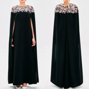 CustomizedJersey Flower Sequined Beading Ruched Evening A-line High Collar Bespoke Occasion Gown Midi Dresses