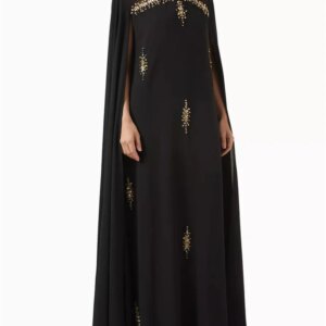 Customized Exquisite Tulle Sequined Bell-sleeved Robe, High Neck Skirt, Sequined Embellished Silhouette, Mother’s Party Dress