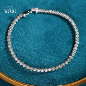 KUGG 100% 18K White Gold Bracelet Luxury Simple Style 2.0carat Real Natural Diamond Bracelet for Women High Party Jewelry