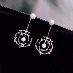 Natural Fresh Water Pearl Earrings  For Women Fine Jewelry 925Sterling Silver With Cubic Zirconia Female Gift Elegant Cute