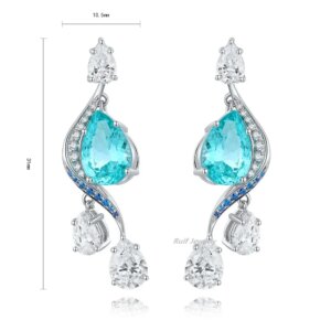 Ruif 925 Sterling Silver Luxury 6.23ct Lab Grown Paraiba Earrings for Women Design Senior Sense of Personality Party Jewelry