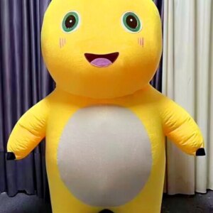 Inflatable Little Milk Dragon Costumes Mascot Yellow Dragon Cartoon Halloween Cosplay Party Dress Suits for Adult no battery